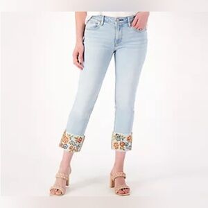 DRIFTWOOD colette feathery leaf jeans in light wash embroidered W0 / L 27 zipp